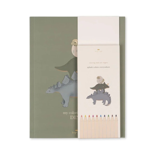 [KS101936-DI] Coloring Book And Crayons Dino Konges Slojd