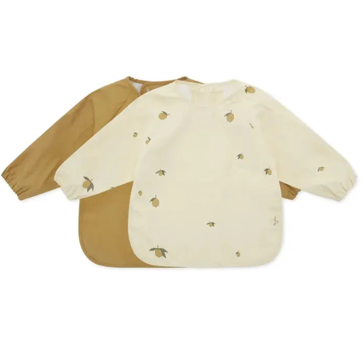 [KS2474-LE] 2 Pack Dinner Bib With Sleeves Lemon Konges Slojd