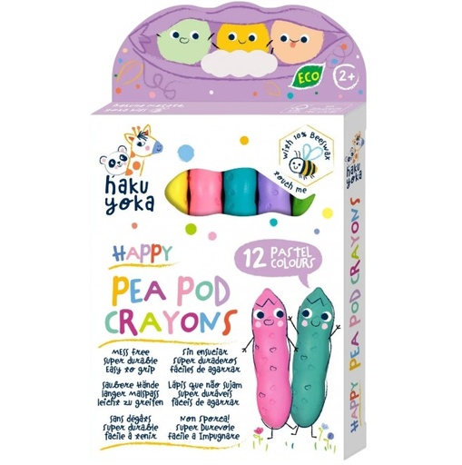 [6920773331085] 12 Crayones Pasteles - Happy Pea Pod Haku Yoka