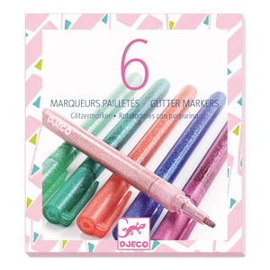 [DJ08877] 6 Glitter Markers - Sweet Design By By Djeco